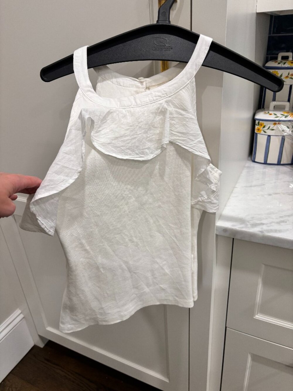 Anthropologie Maeve white ruffle cami shirt Size M